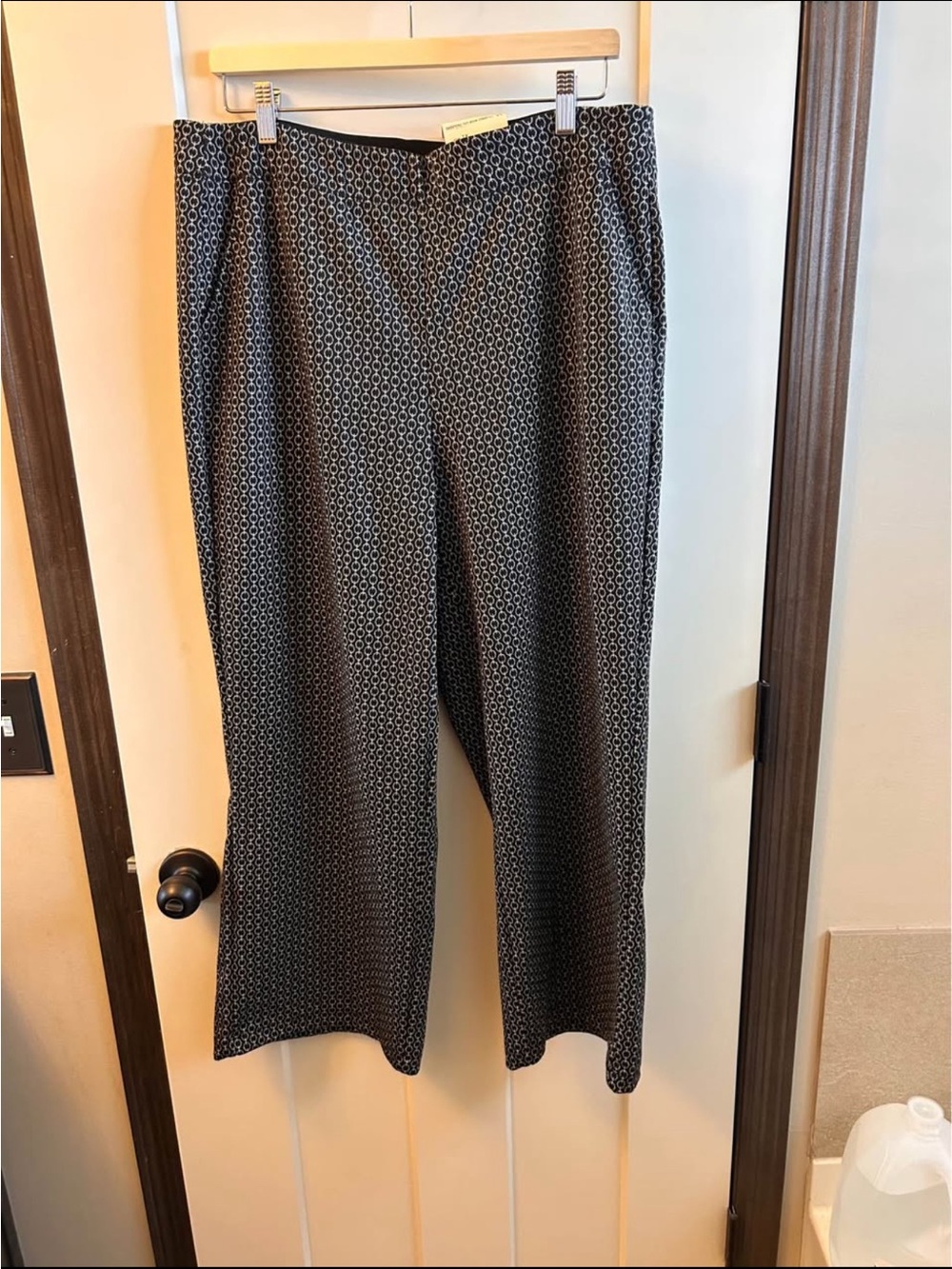 Max Studio Black Geometric Wide-Leg Pants